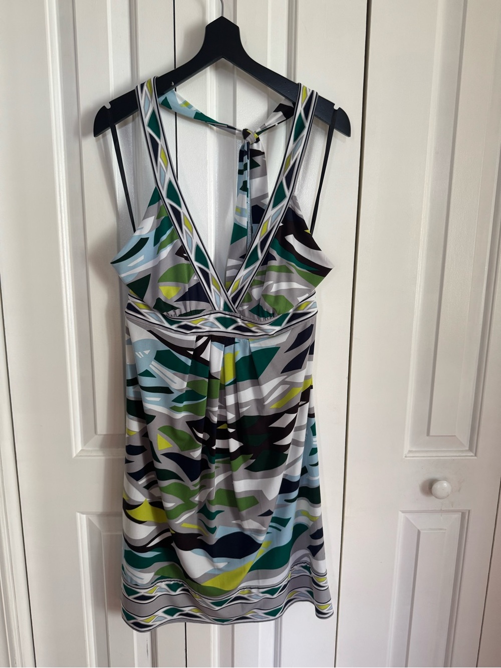 BCBGMaxAzria Green, Teal and Gray Printed dress